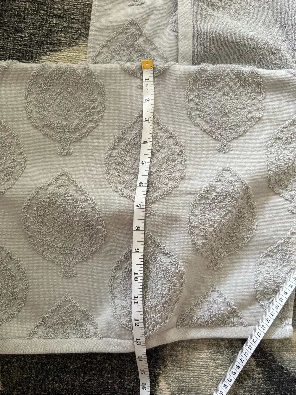 Light Gray Patterned face and Bath Towel - Unbranded